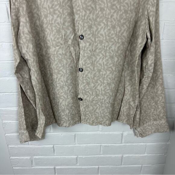 CP Shades Neutral Vine Leaf Embroidered Button Down Long Sleeve Top Size M - Picture 3 of 10